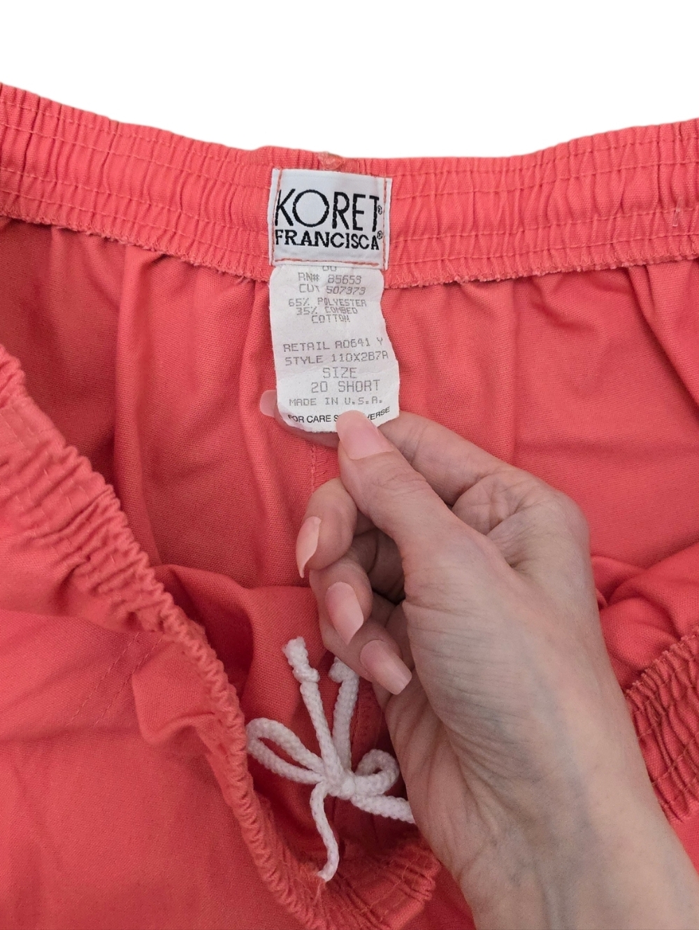 NWT Koret Francisca sz 20 Short Melon Salmon Pink Orange Pants High Rise VTG 90s - Picture 4 of 10